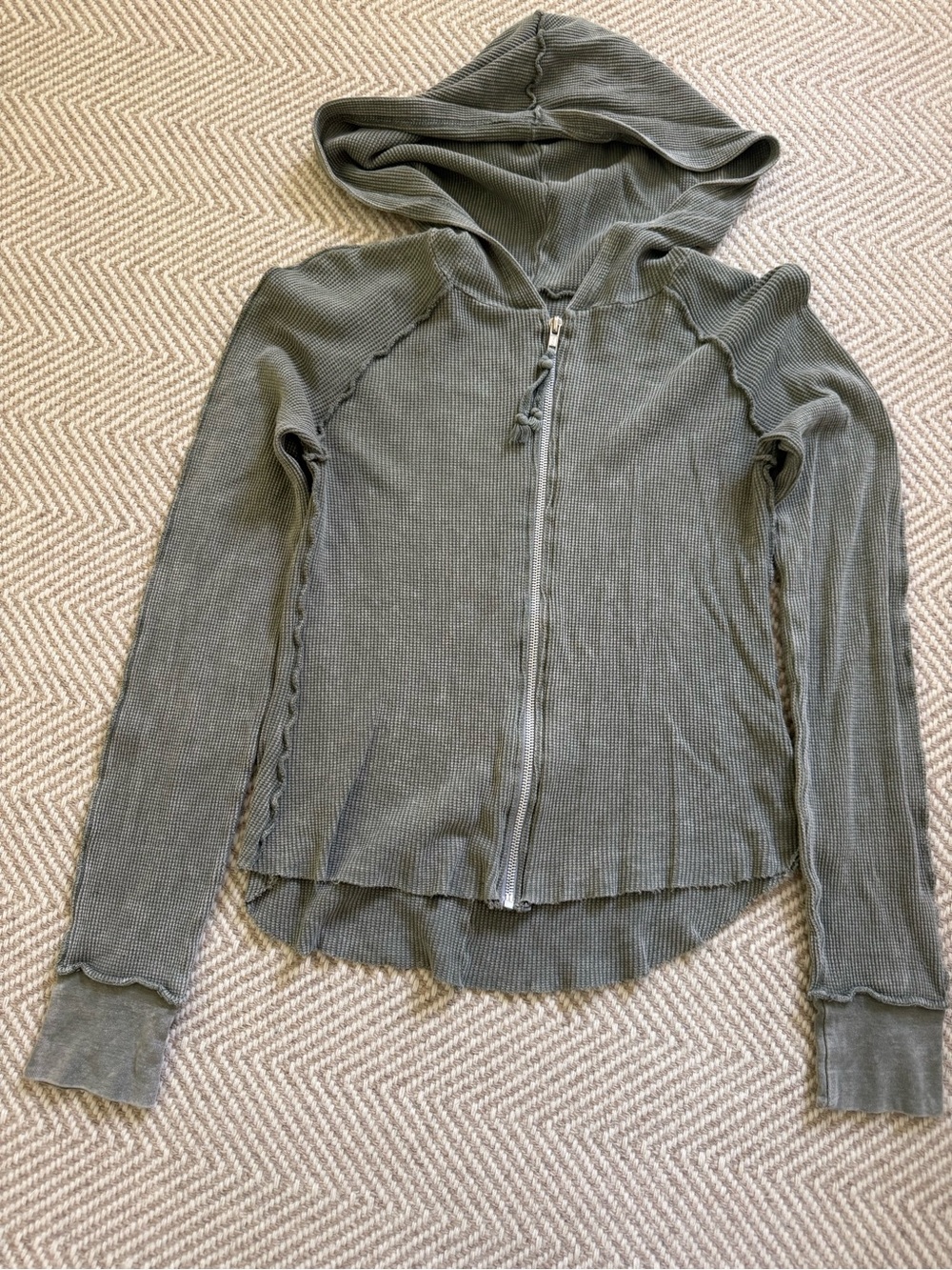 Zip-Front Hooded Lightweight Cardigan - Olive